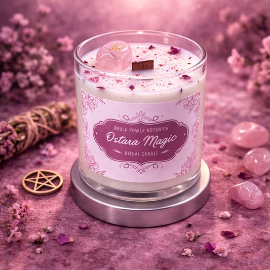 Ostara Magic Ritual Set: Ceremonial Candle with Anointing Oil & Personalized Rune Interpretation